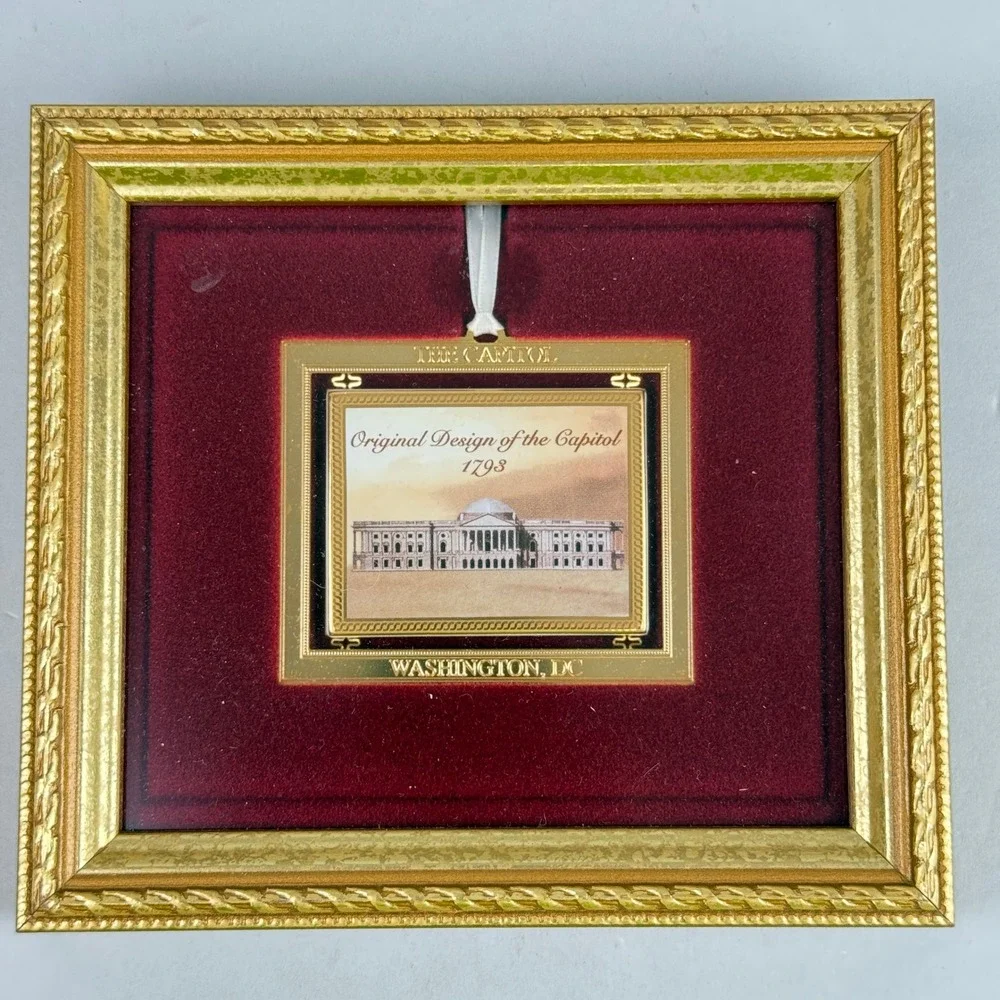 Original Design of the Capitol Framed Art 6.25x6.75 Gold‎ Red Vintage c.1980s